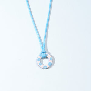 Blue & Peach Polka Necklace