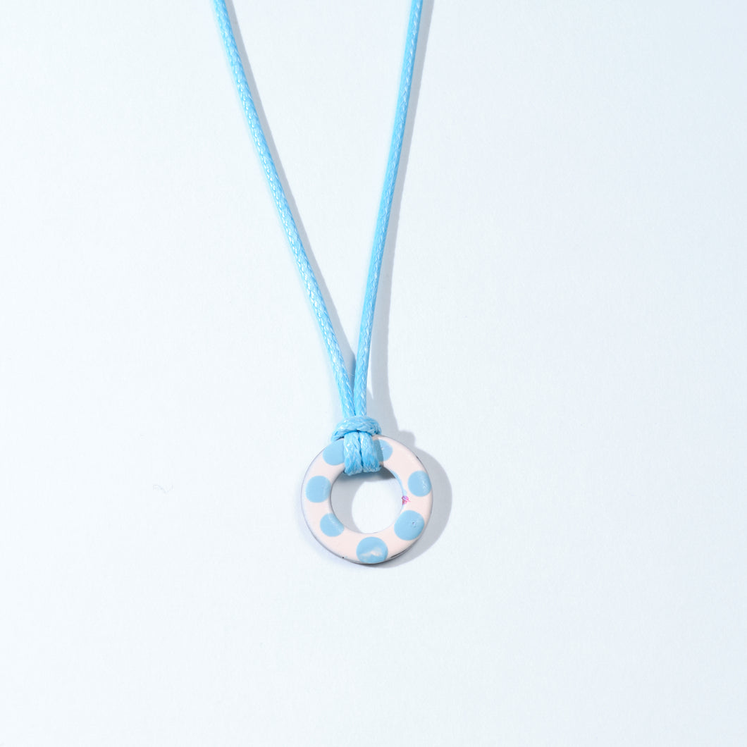 Blue & Peach Polka Necklace